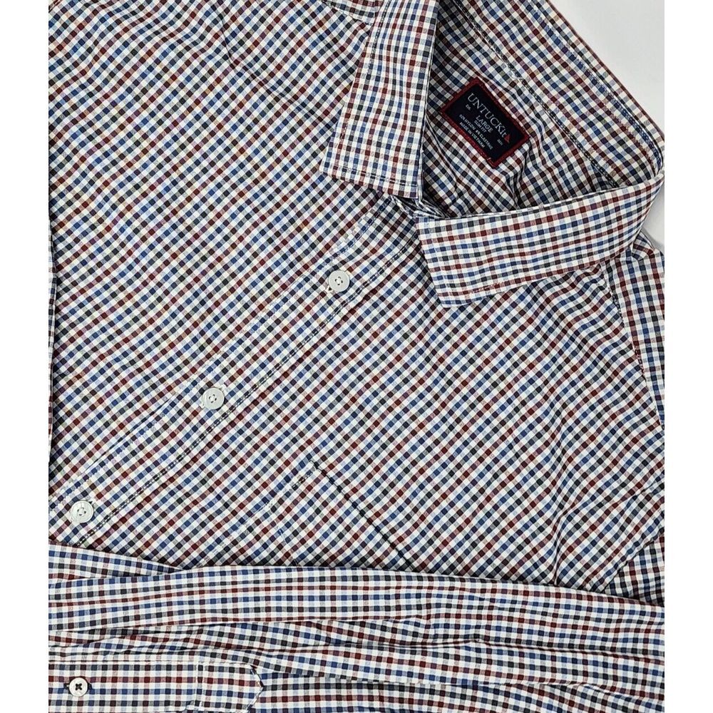 UNTUCKit Mens Mirassou‎ Long Sleeve Button Up Shirt Size Large Gingham Check EUC